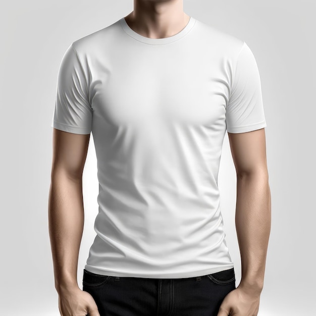 Een man met een wit T-shirt