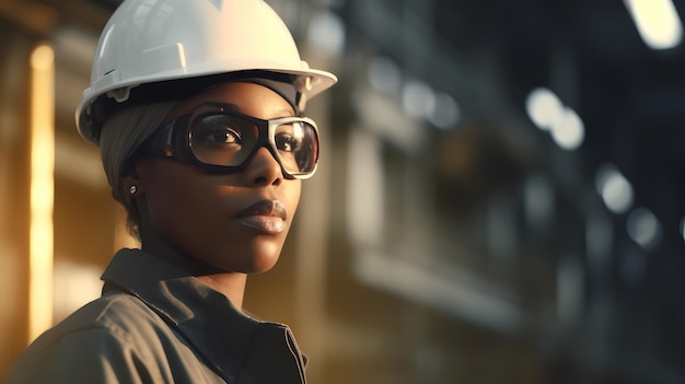 Een man met een witte helm en zonnebril staat voor een fabrieksgebouw.