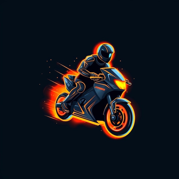 Een man op een motorfiets met een vlameffect op zijn gezicht.