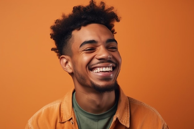een man op effen kleur achtergrond met een glimlach gezichtsuitdrukking