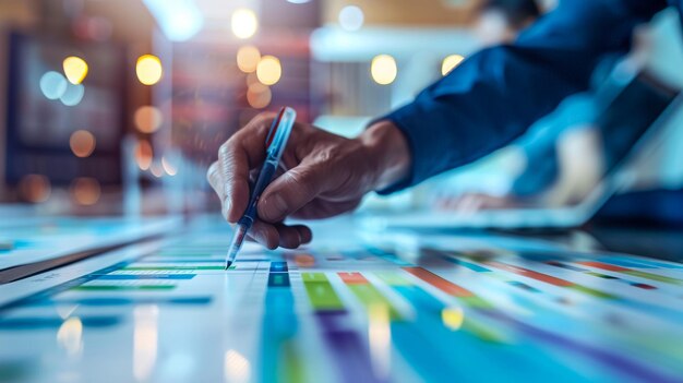 een man schrijft op een tafel met een pen in zijn hand