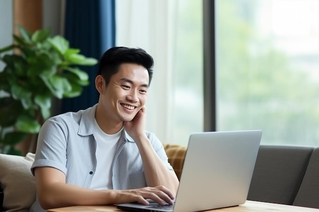 een man zit aan een tafel met twee laptops op zijn schoot