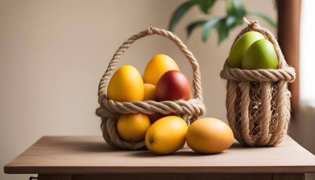 een mand met fruit, waaronder peren, peren en peren