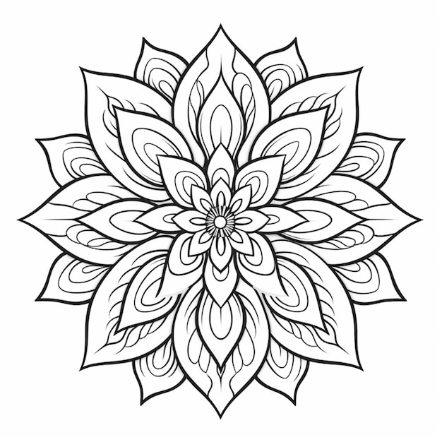 Een mandala met een bloemenpatroon op een witte achtergrond.