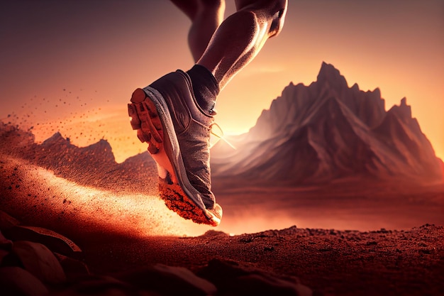 Een marathonloper rent door de woestijn Generatieve AI