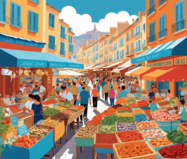 een markt in de Provence, Frankrijk