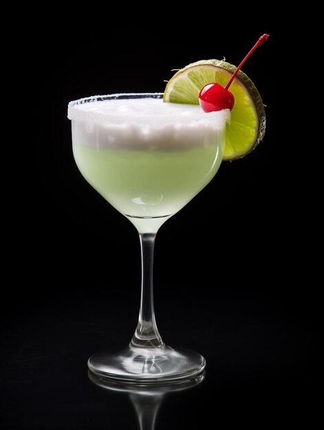een martini glas met een kers en een kers op de top