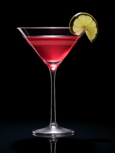 een martini glas met een stukje limoen op de rand