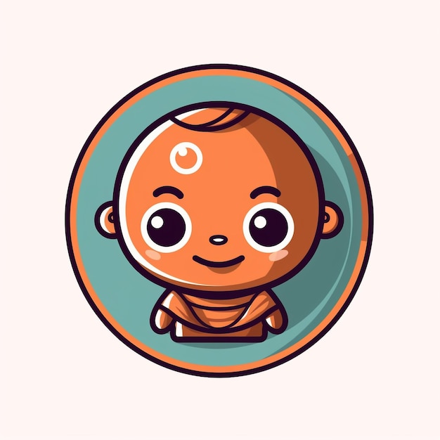 een mascotte baby moderne baby ronde logo icoon cartoon