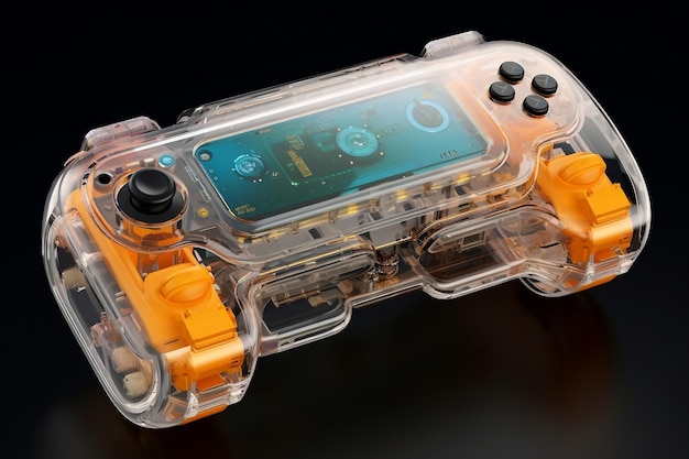 Een matte transparante schaal voor een 3D-handheld-gameconsole Generatieve AI