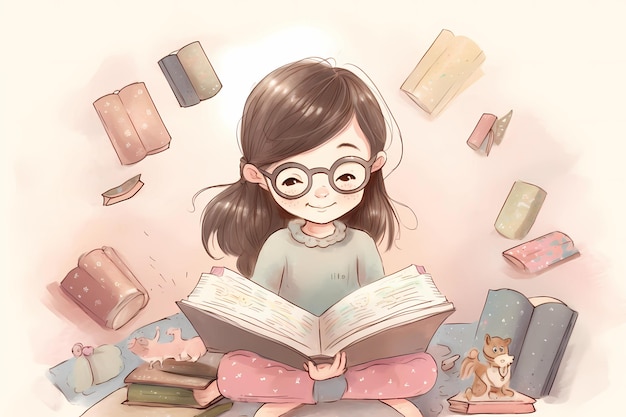 Een meisje dat een boek leest met een kat op de omslag