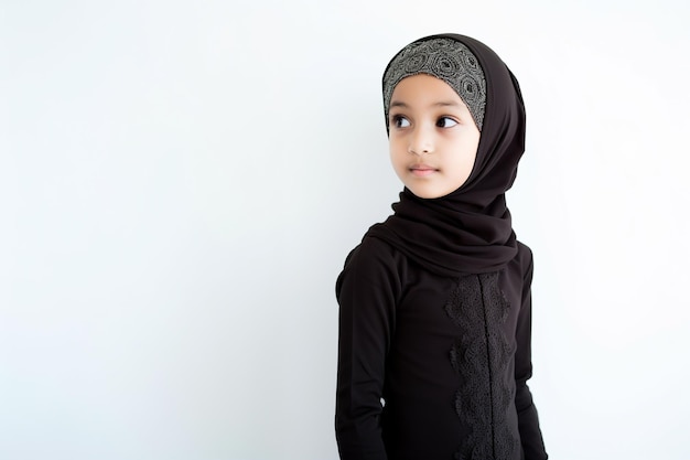 Een meisje in zwarte moslimkledij