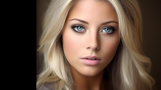 Een meisje met blauwe ogen is een model.