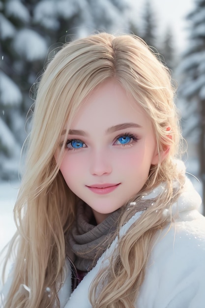 Een meisje met blauwe ogen.