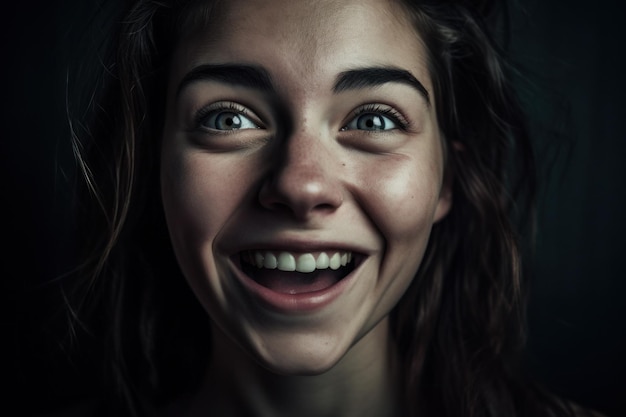 Een meisje met een grote glimlach op haar gezicht