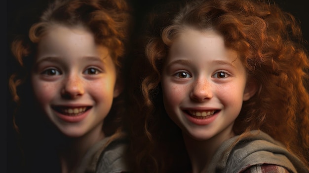 Een meisje met rood haar en een glimlach op haar gezicht