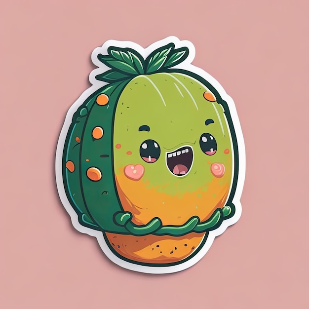 Foto een meloensticker animatiestijl eenvoudig schattig