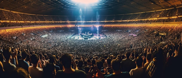 Een menigte mensen bij een stadionrockconcert Generatieve AI