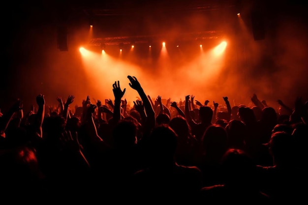 een menigte mensen op een concert met hun handen in de lucht