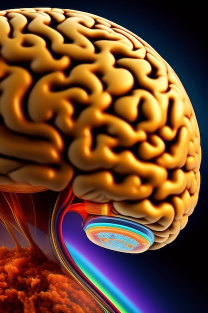 Een menselijk brein wordt getoond met een blauwe cirkel in het midden.