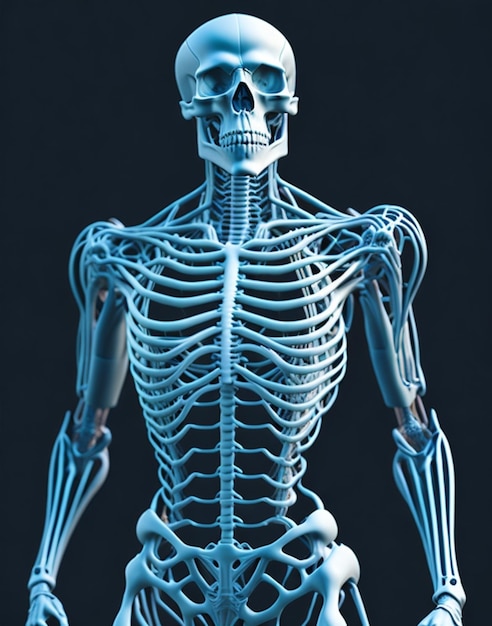 Een menselijk skelet met een skelet in het midden.