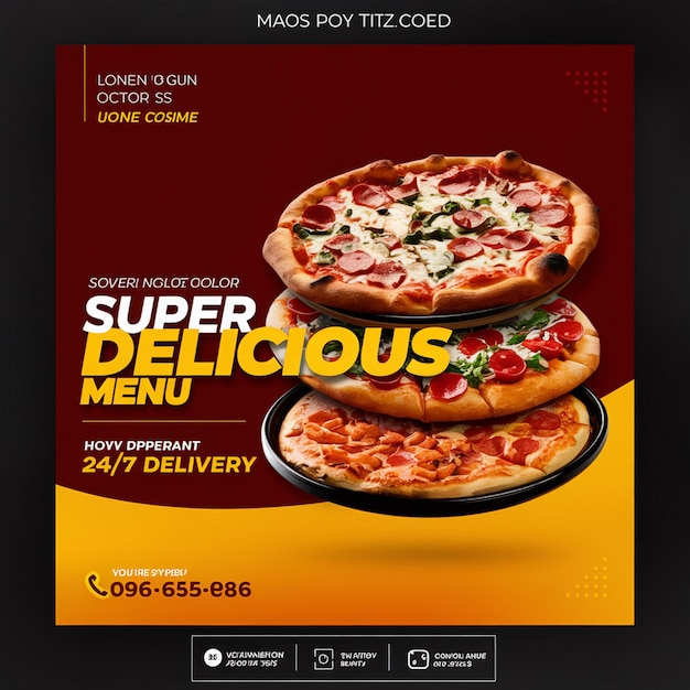 een menu voor super cheesy pizza's met een menu voor Super cheesy