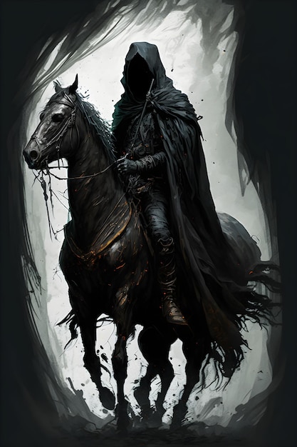 Een merrie op een zwart paard
