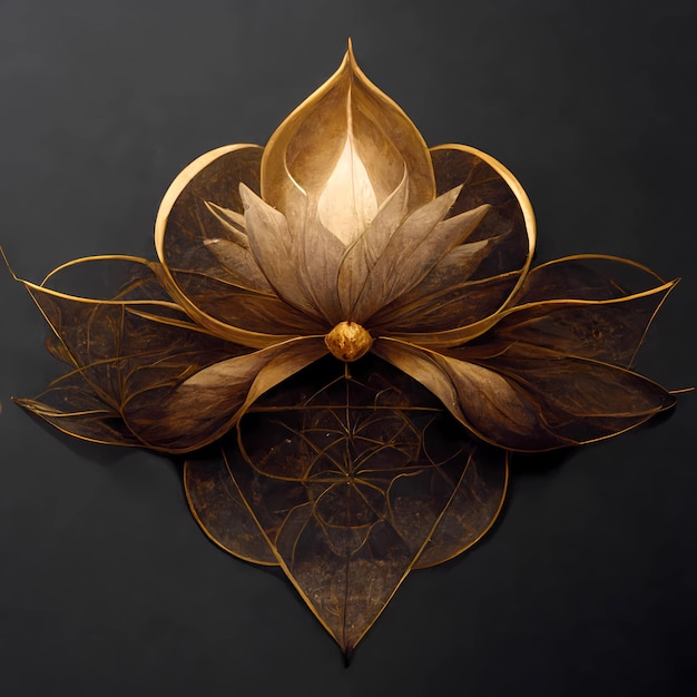 Een metalen bloem met het woord lotus erop