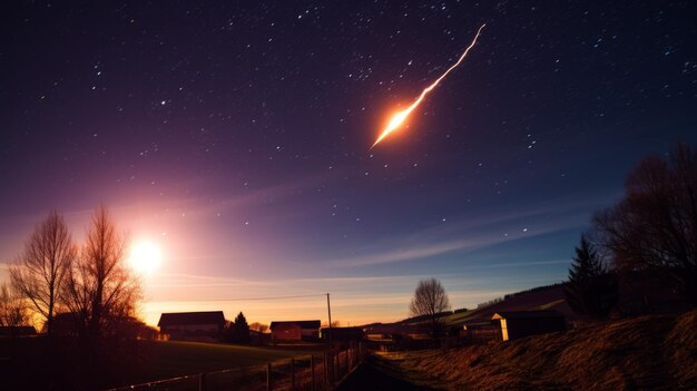 een meteorietenfenomeen in de lucht