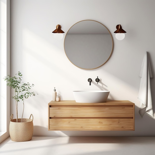 Een minimale witte badkamer