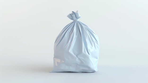 Een minimalistisch 3D gerenderd vuilniszak icoon met schone lijnen perfect voor het vertegenwoordigen van afvalverwijdering schoonheid en organisatie geïsoleerd op een witte achtergrond