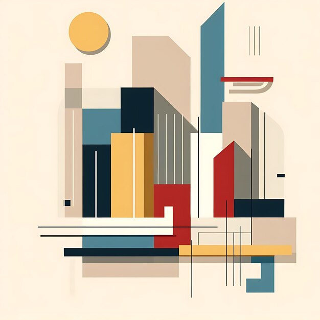 Een minimalistisch achtergrondontwerp in Illustratie met een abstract stadsbeeld met geometrische vormen