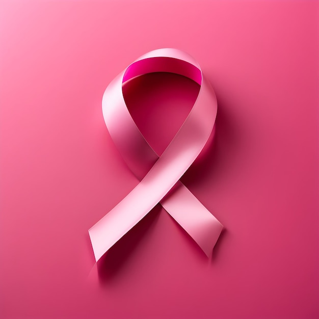 Een minimalistisch Breast Cancer Awareness Pink Ribbon-logo met scherpe randen