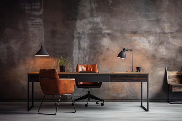 Een minimalistisch bureau in een industriële omgeving moderne kamer bij homme