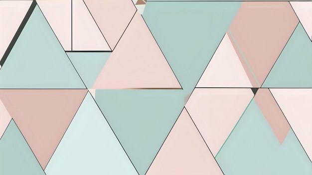 Een minimalistisch geometrisch ontwerp in pasteltjes van muntgroen en roze