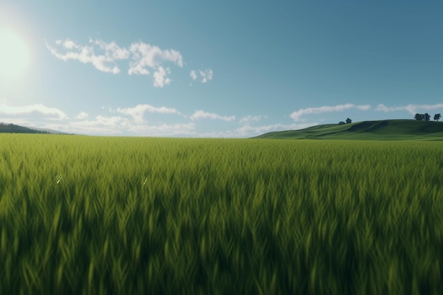Een minimalistisch landschap met een schilderachtig veld of weide