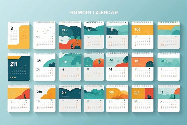 een minimalistische flatstyle kalender met mijlpalen voor afstandswerk