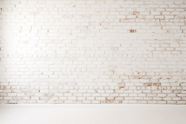 Foto een minimalistische houten bank voor een schone witte bakstenen muur