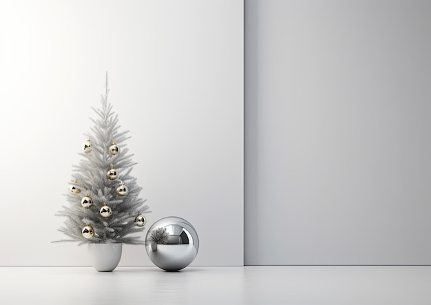 Een minimalistische opname van een kerstboom met slechts een paar zorgvuldig geselecteerde ornamenten De camera