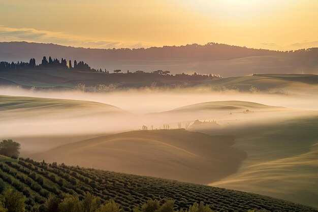 Een mistige ochtend in Toscane