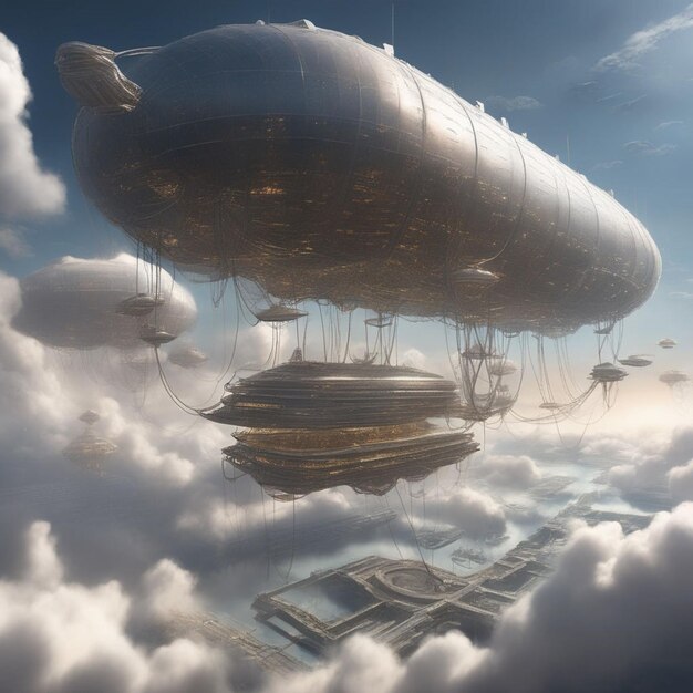 Foto een mix van steampunk visuals en futuristische componenten