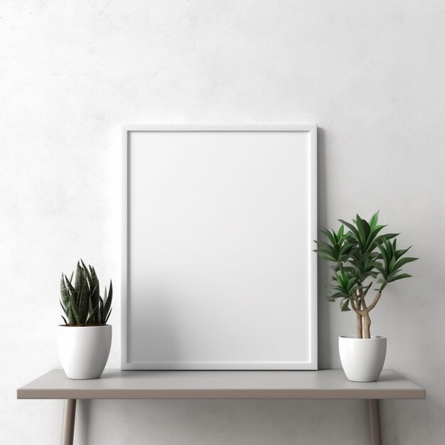 Een mock-up van een frame op een muur met een neutrale achtergrond