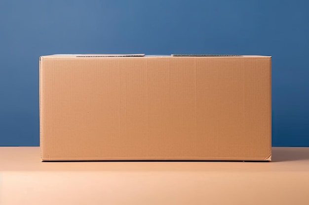 Een mock-up van een groot kartonnen doospakket De achtergrond is minimalistisch