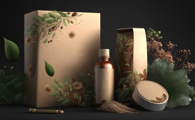 Foto een mockup voor ambachtelijke cosmetica-producten, eco-verpakkingen, voedselverpakkingen, ai gegenereerd