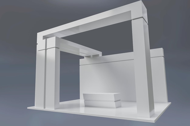 Een model van een kamer met een witte muur en een witte bank.