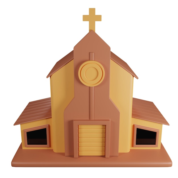 een model van een kerk met een kruis op de top