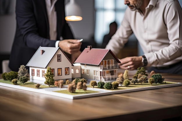 Een model van een modelwoning met een model van een modelwoning op tafel.