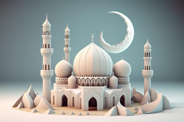 Een model van een moskee met een maan en sterren