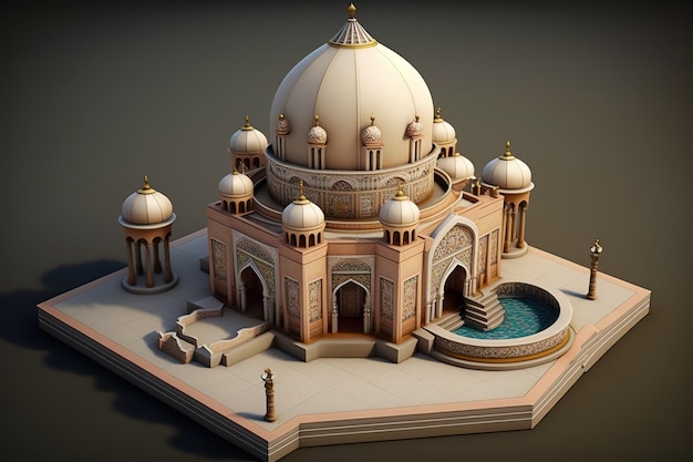 Een model van een Taj Mahal.