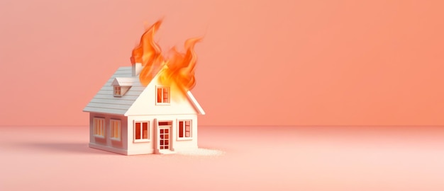 Een modelhuis bij brand huis eigendomsverzekering generatieve ai